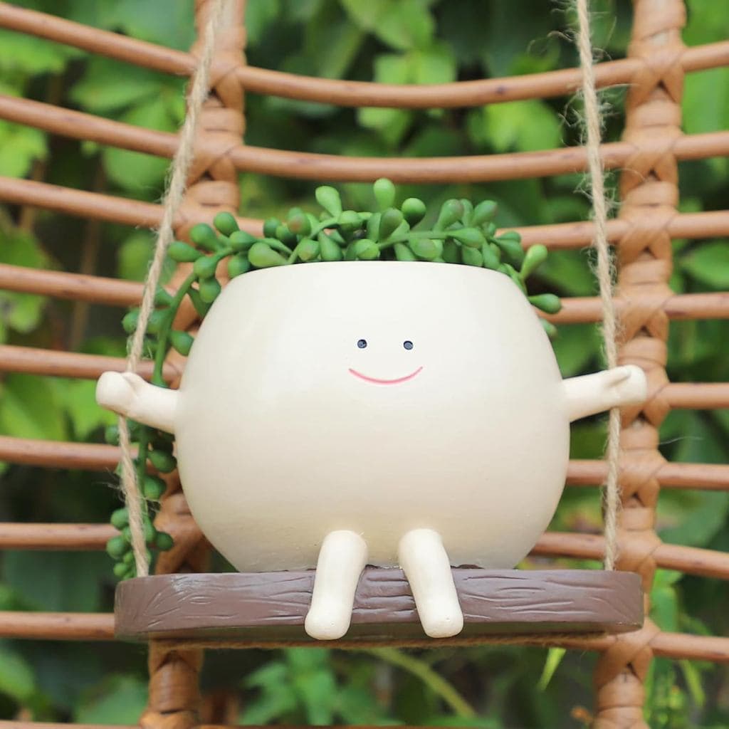 Vaso Grande Brilhante em Forma de Cabeça de Boneco Sorridente, Vaso Suspenso para Plantas de Interior e Exterior, Vaso d