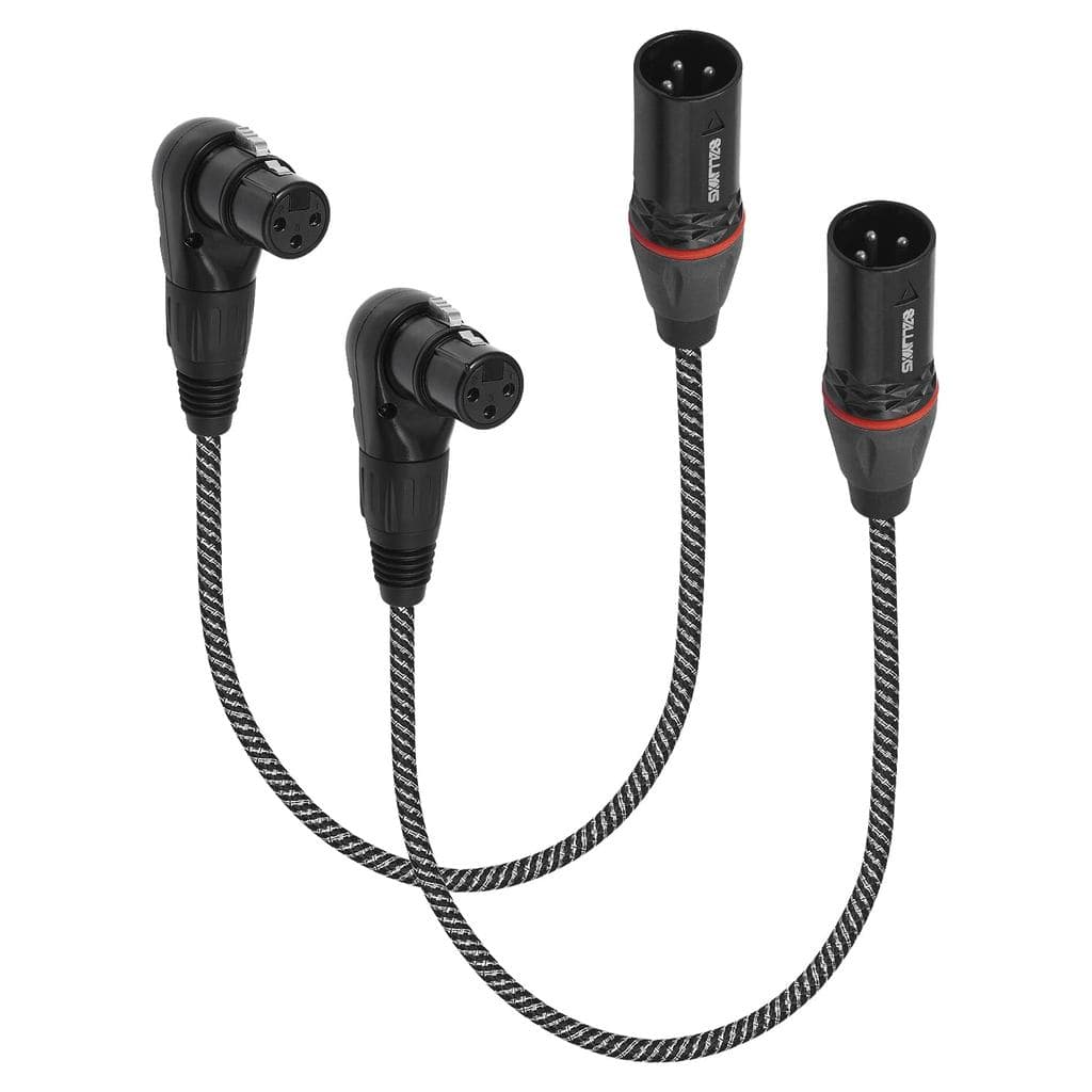 Pacote com 2 Cabos XLR de Ângulo Reto, Conector Fêmea de Ângulo Ajustável para Macho Reto 1,6FT, Cabo de Microfone de 90
