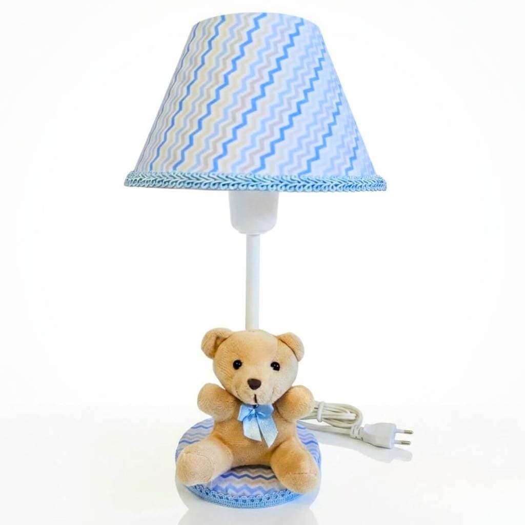Abajur Infantil Menino Chevron Azul Decoração Quarto do Bebê