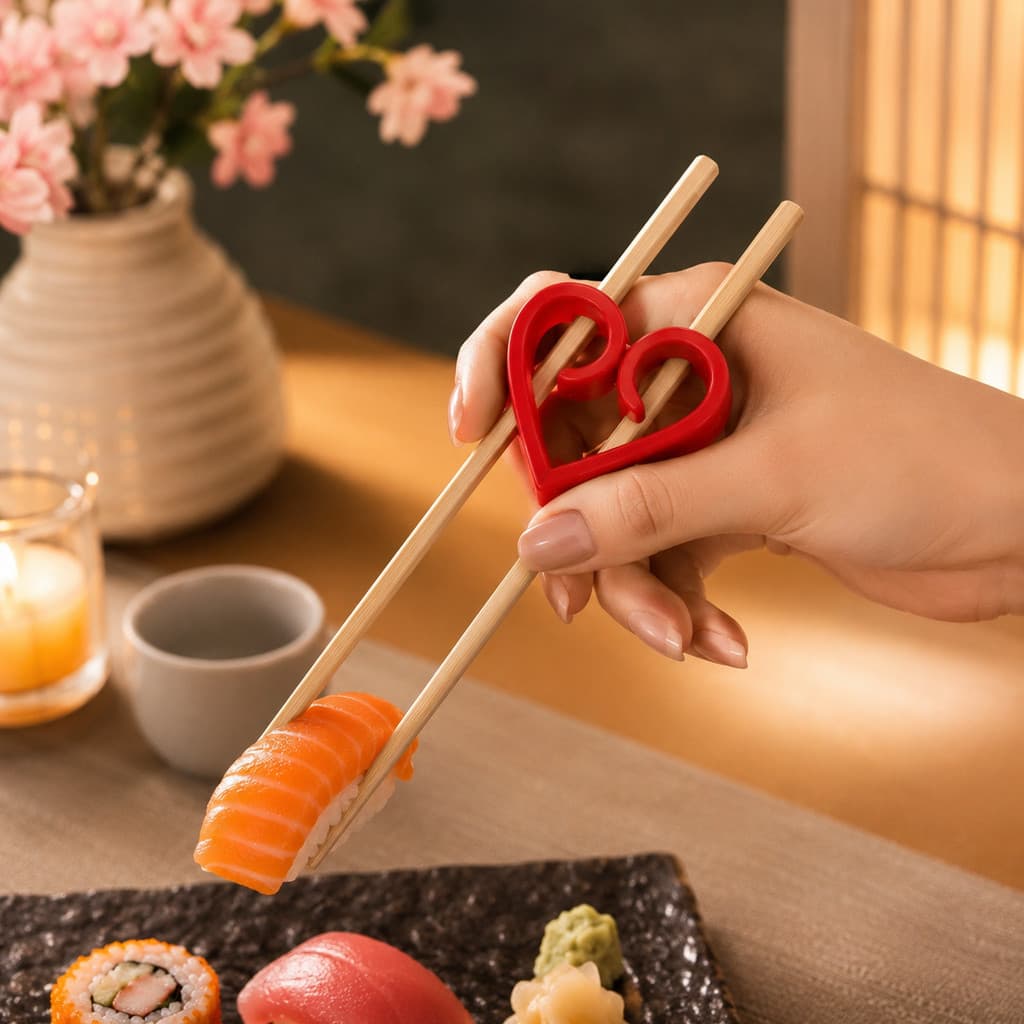 Suporte para Hashi em Formato de Coração Guia para Palitos Japoneses Reutilizável, Acessório Sushi