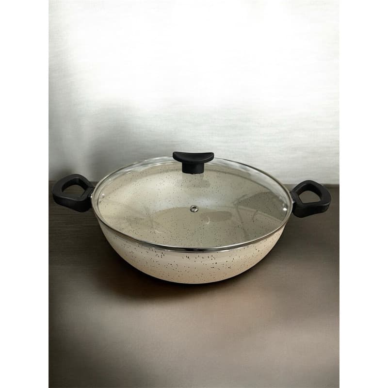 Frigideira Wok Alular 28cm 4L Antiaderente 7 Camadas Teflon 1,7mm Tampa de Vidro