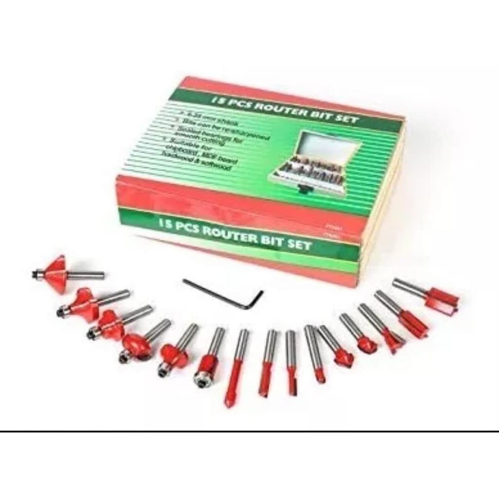 Jogo Kit De Fresas Para Tupia 8mm 15 Peças Com Maleta