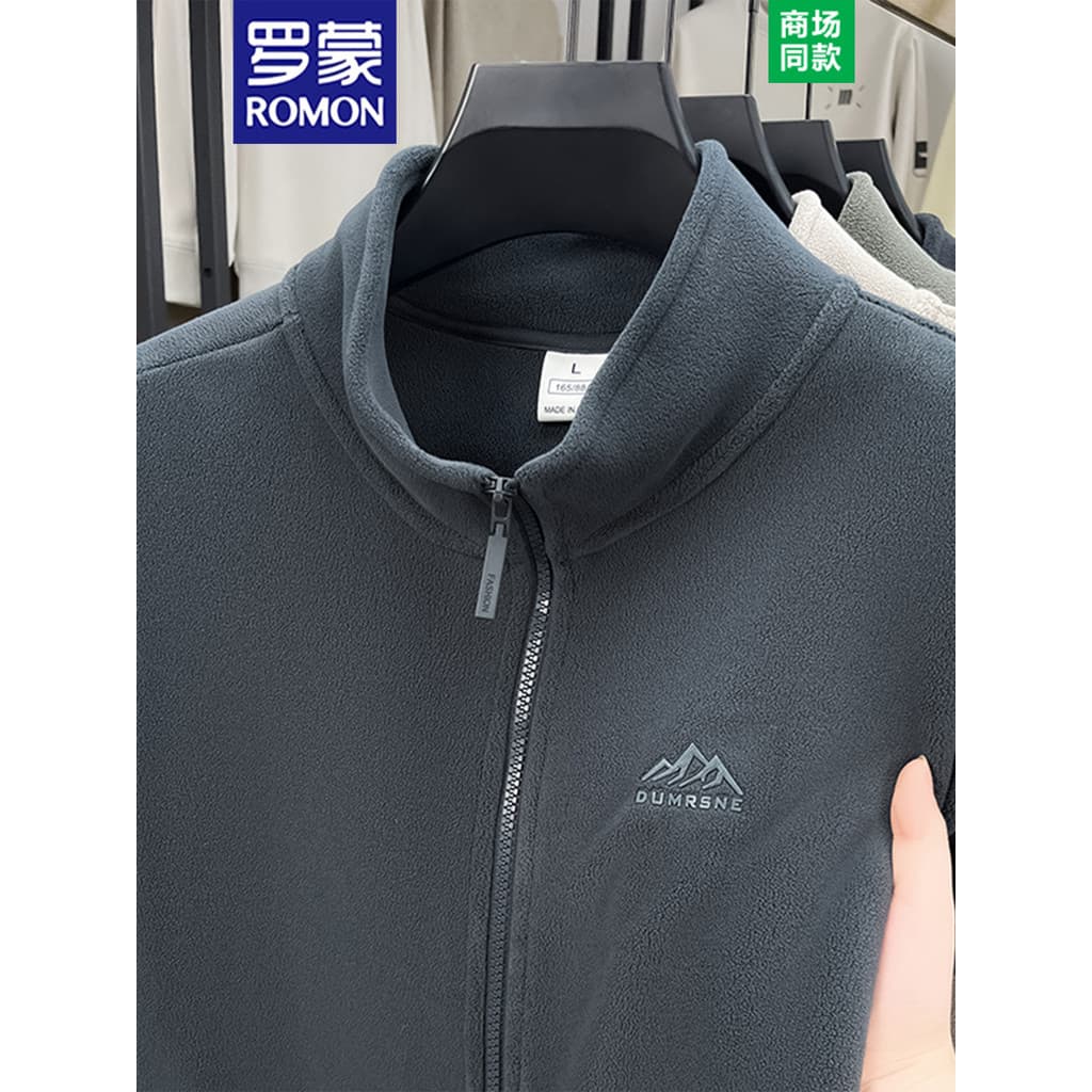 Lomon outono inverno jaqueta de lã masculina de meia-idade Casual gola alta Cardigan engrossado quente velo moletom jaqu