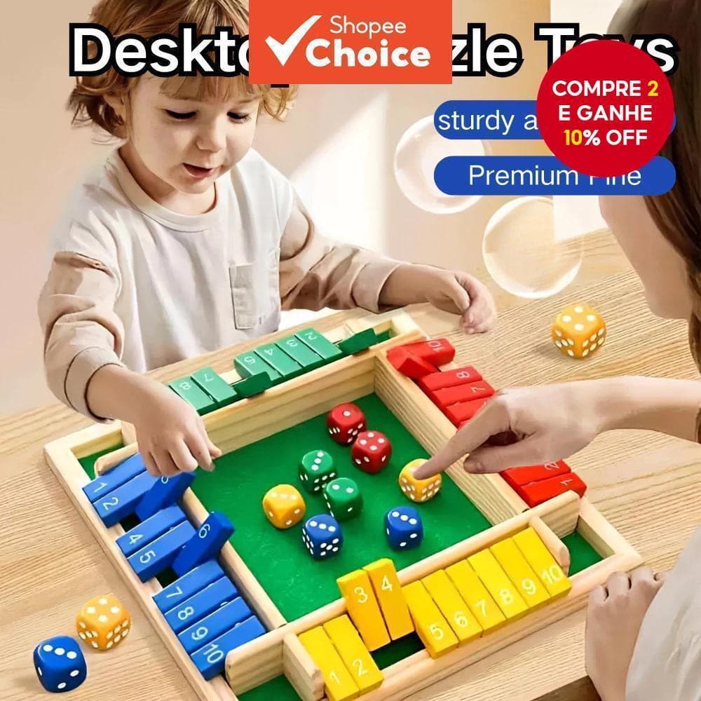 Fechar A Caixa Jogo 4 Vias Flip Números Dados De Madeira Mesa Clássico Cor De Tabuleiro Brinquedo Educativo Para Criança