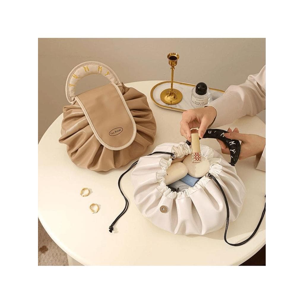 Saco cosmético preguiçoso feminino grande capacidade saco de armazenamento de viagem com cordão produtos de higiene pess