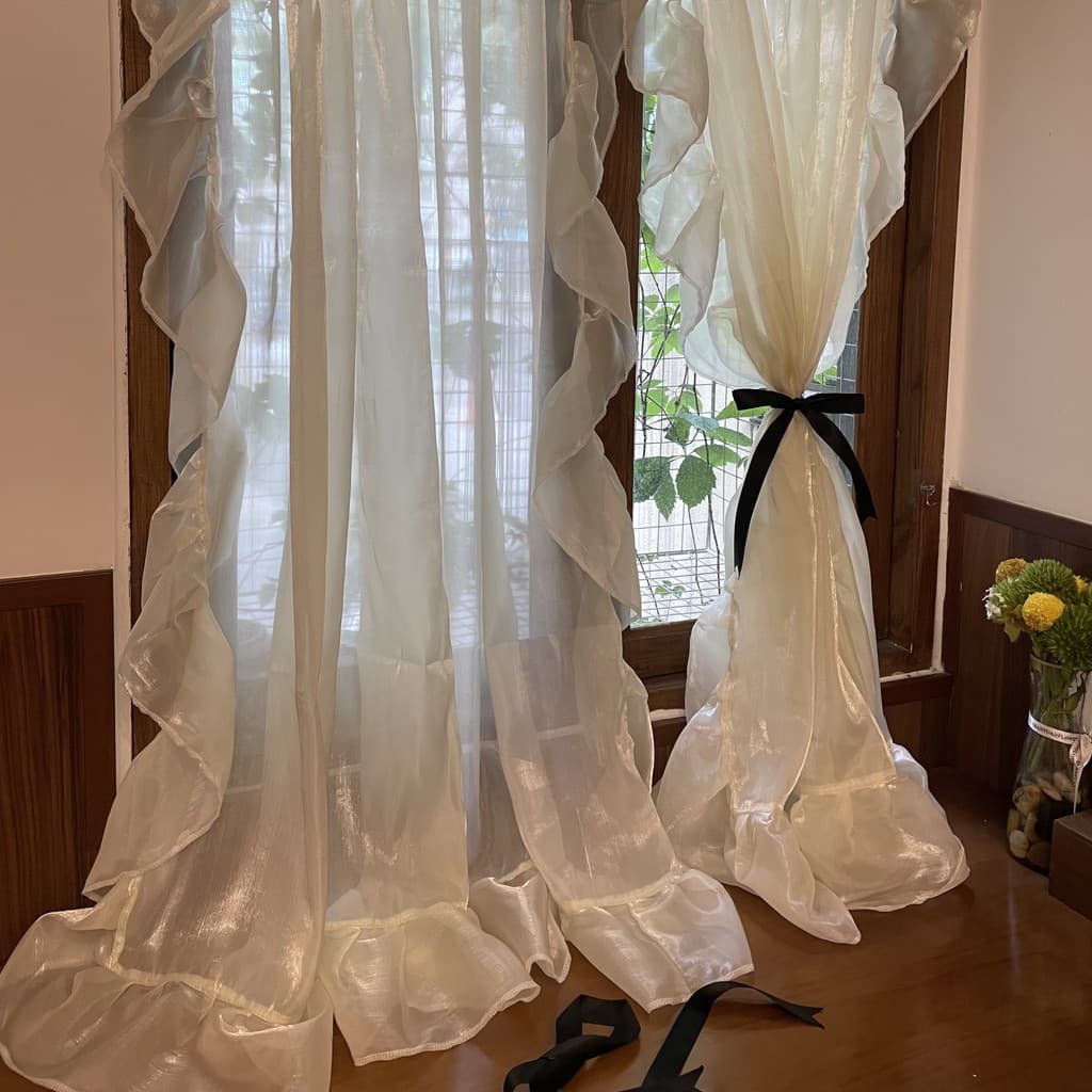 Francês Rococo cortina de gaze luz luxo crianças estilo princesa varanda sala estar porta cortina menina quarto Streamer