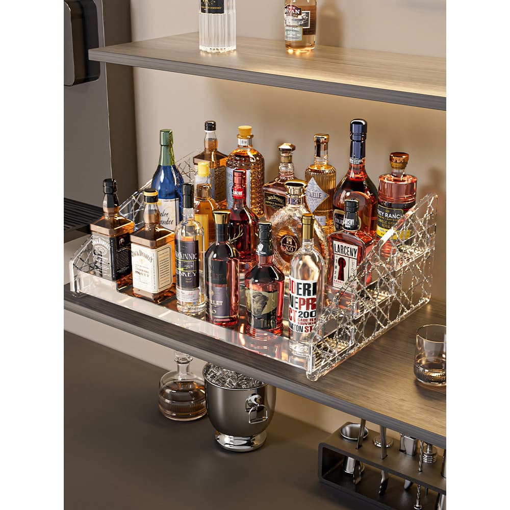 Stepped pequeno rack de vinho Multi-camada armário de vinho rack de armazenamento acrílico Desktop barra Mini garrafa de
