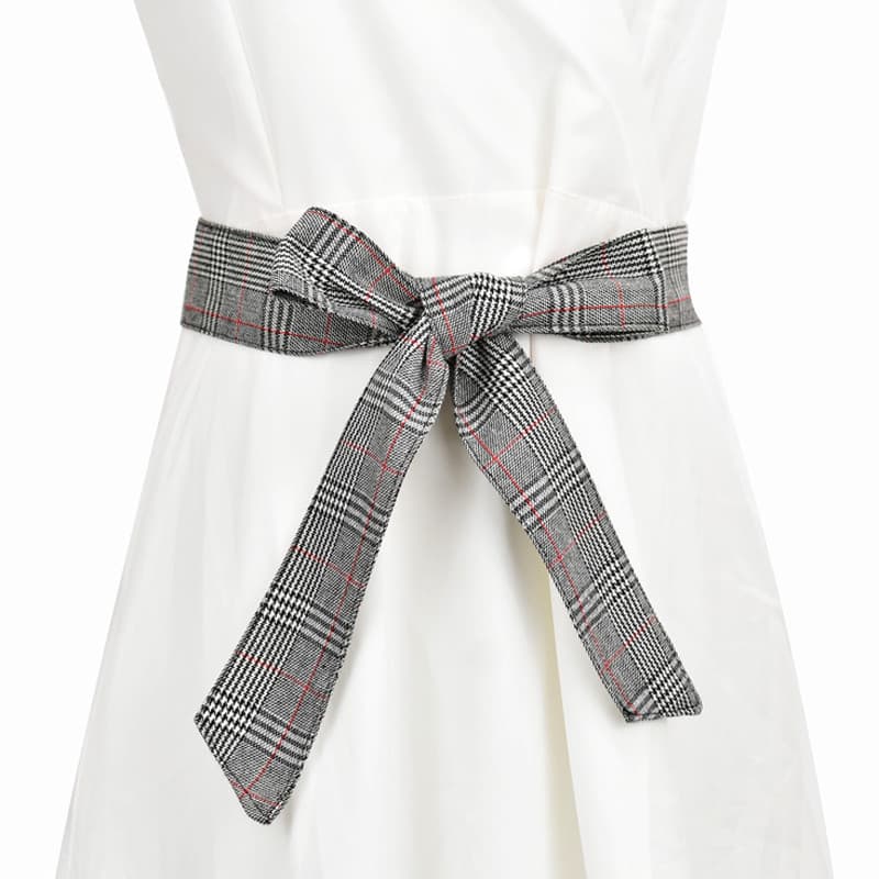 Outono inverno feminino novo estilo clássico Retro cinto largo versão coreana All-Match calças vestido blusão Houndstoot