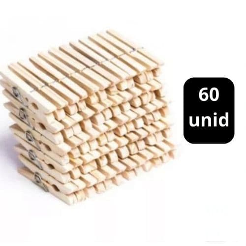 Kit 60 Prendedor de Roupa Varal Madeira Pregador 60 Unidades Barato Artesanato Grampos
