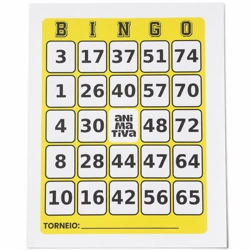 Cartela Bingo Amarela 96 Folhas Papel Resistente Jogo Recreativo Colorido