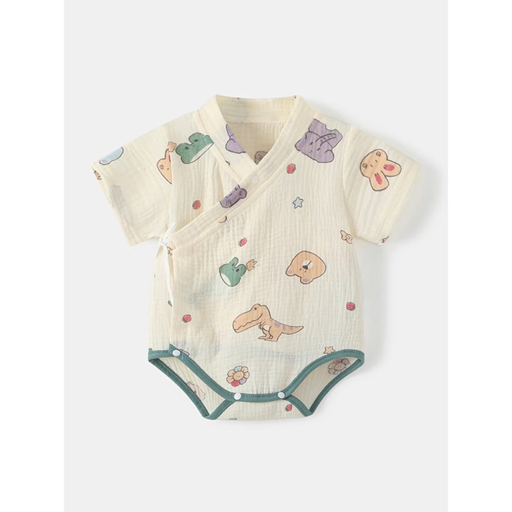 Estilo japonês quimono algodão gaze verão estilo fino bebê de manga curta triângulo macacão recém-nascido macacão pijama