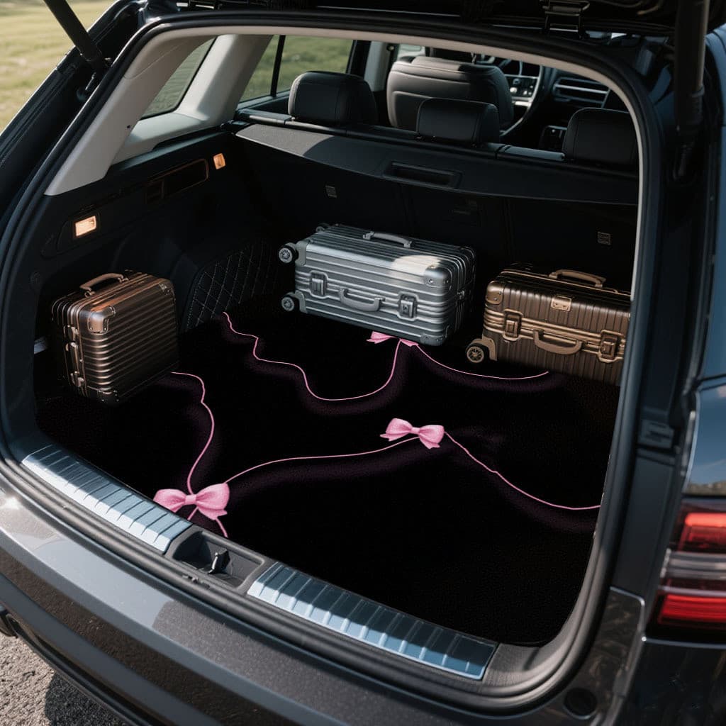 Tapete de porta-malas de carro com laço rosa de 1 unidade, tapete de proteção Universal, acessórios de Interior de carro