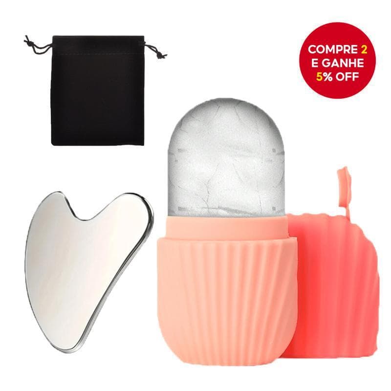 Conjunto De Rolo Facial De Gelo , Placa Gua Sha De Aço Inoxidável , Massageador Para Beleza E Cuidados Com A Pele