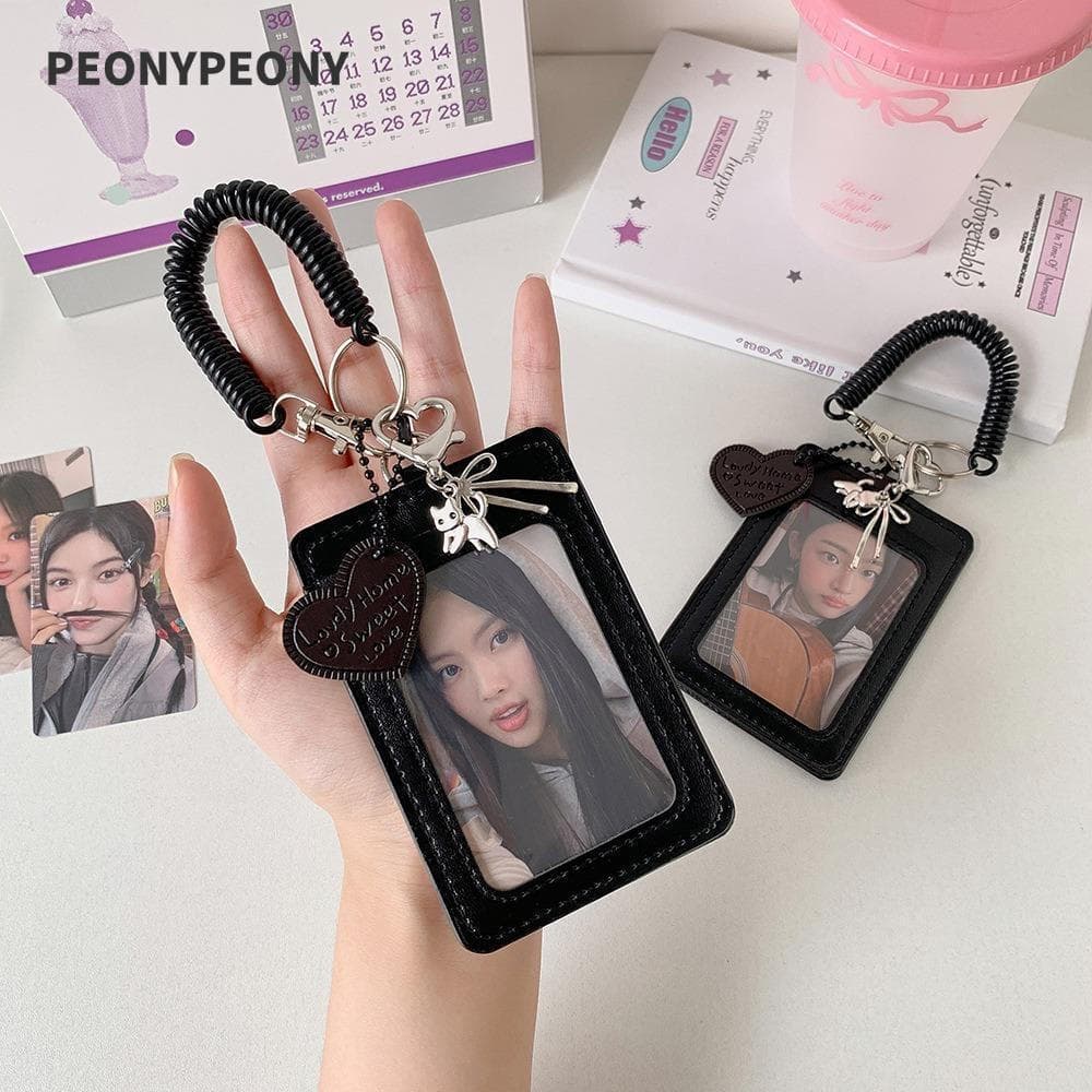 Capa Protetora Para Fotos PEONY , Com Suporte Cartão Duplo Cordão , Bolsa De Couro PU