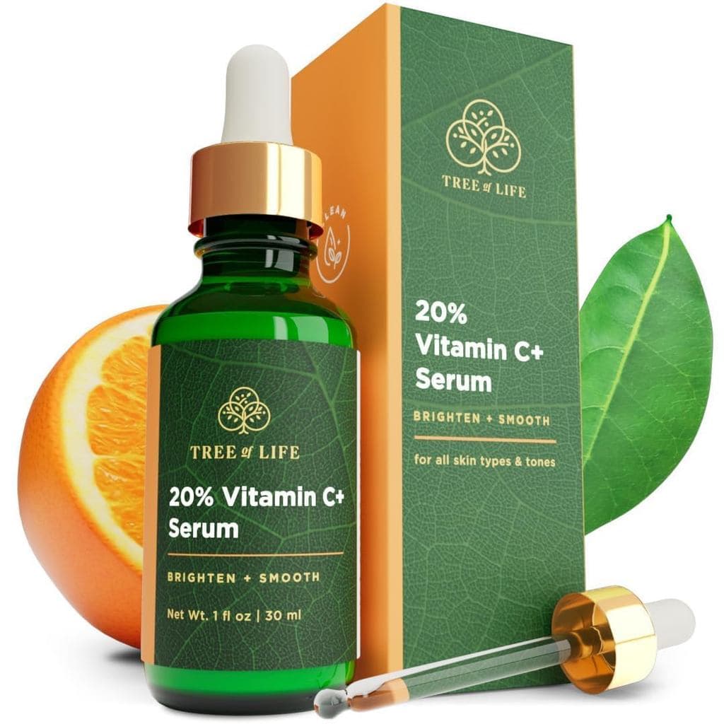 TreeofLife Sérum Facial com 20% de Vitamina C e Vitamina E - Clareador e Hidratante para Manchas Escuras, Linhas Finas e