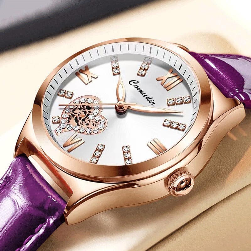 Relógios femininos relógios femininos rosa ouro oco relógio mecânico automático luz luxo nicho relógio feminino
