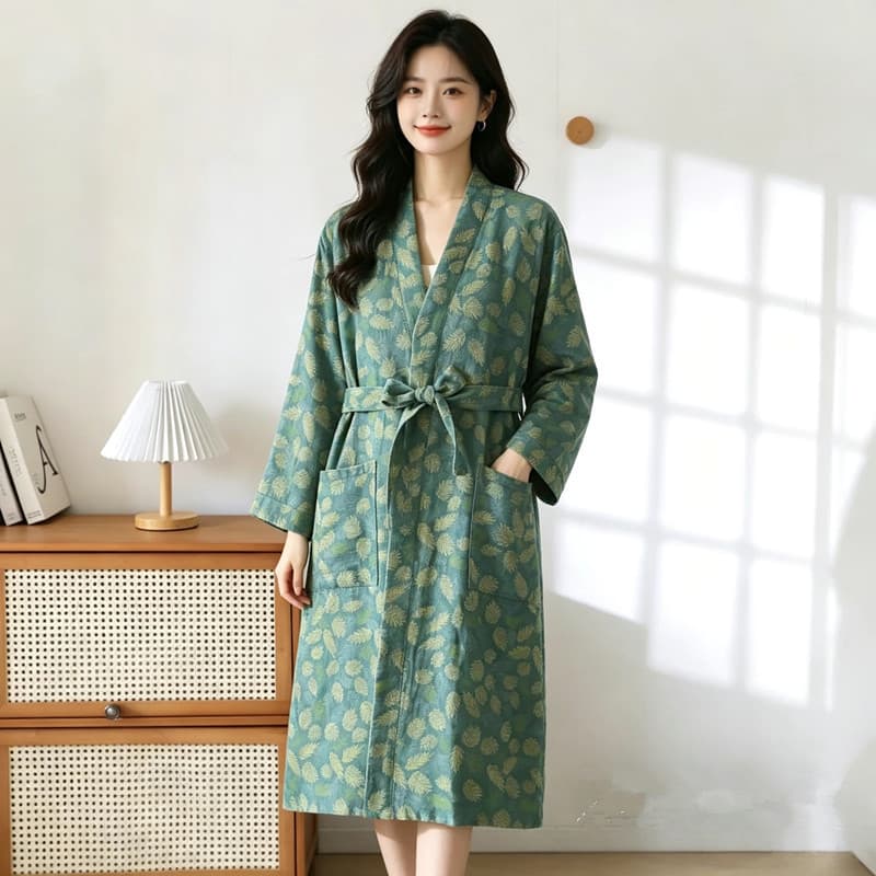 Camisola de algodão puro feminina primavera outono algodão de alta qualidade quatro estações Universal longo Homewear pi