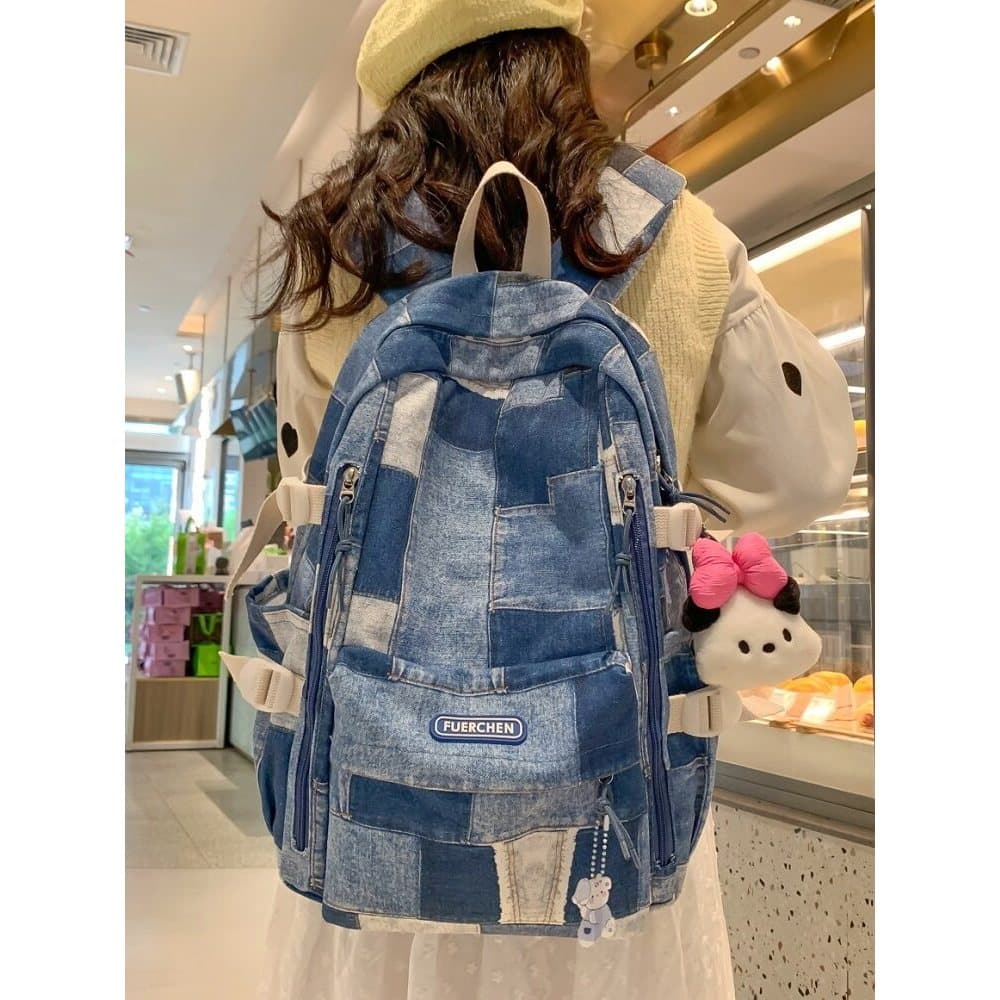 Estudantes do ensino médio mochila feminina estilo preguiçoso nicho Design mochila de lona feminina grande capacidade al