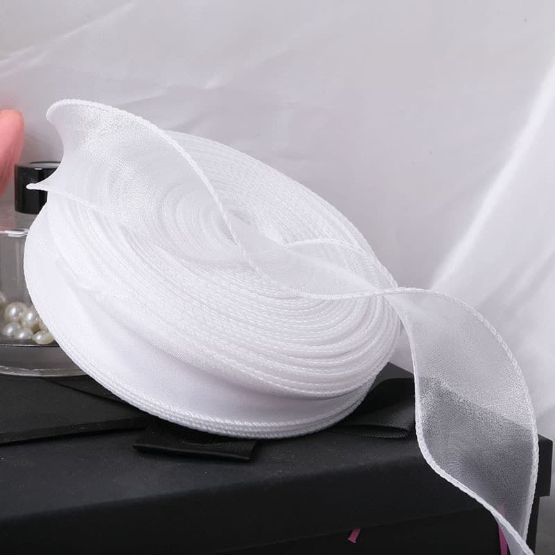 · Rolo grande de fita de fio rabo de peixe, 50 jardas, placa grande, fita de gaze, decoração de bolo, fita com punho ond
