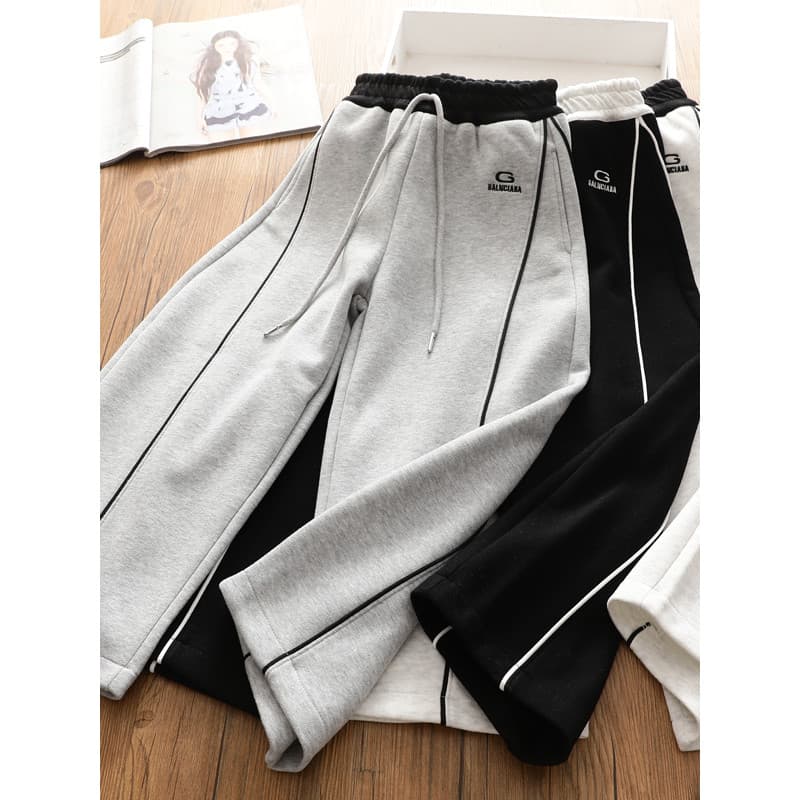 Meninas outono novo estilo casual Sweatpants crianças estilo ocidental contraste cor cintura costura calças casuais calç