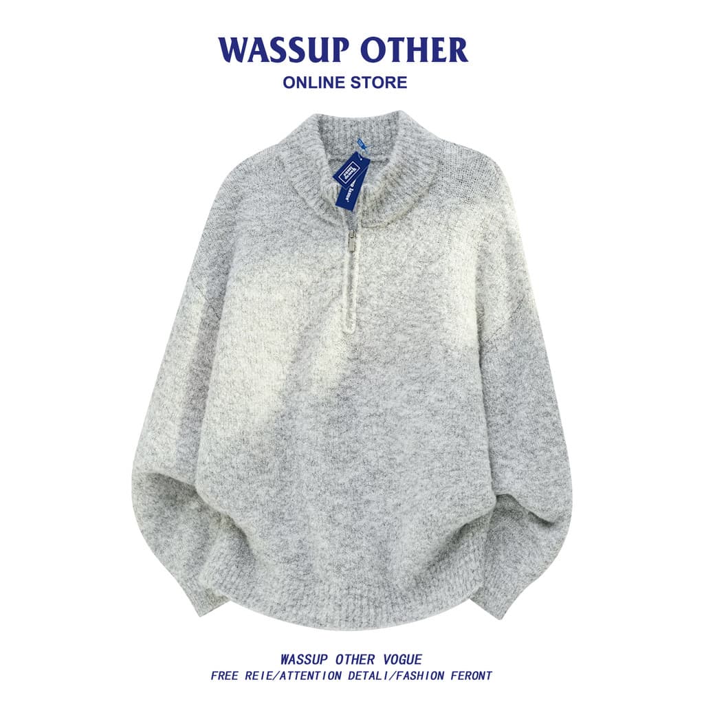 WASSUP OUTRO suéter americano com gola alta masculino outono inverno na moda casal solto suéter Casual jaqueta estilo ma