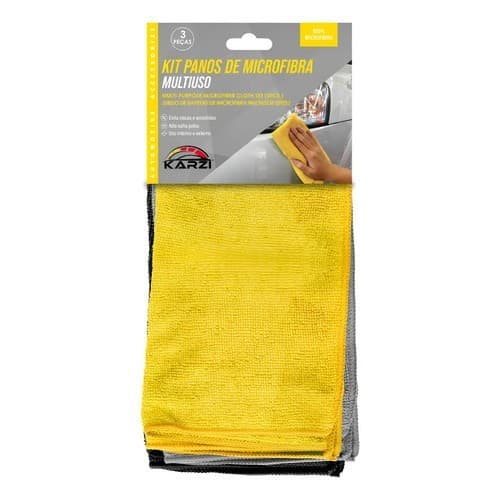 Kit De Panos De Microfibra Multiuso Karzi Para Carro  3 Peças