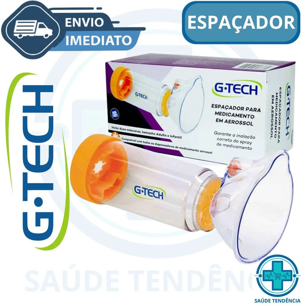 Espaçador Inalador Aerosol G-TECH  Máscara Infantil  Adulto bombinha pressurizada
