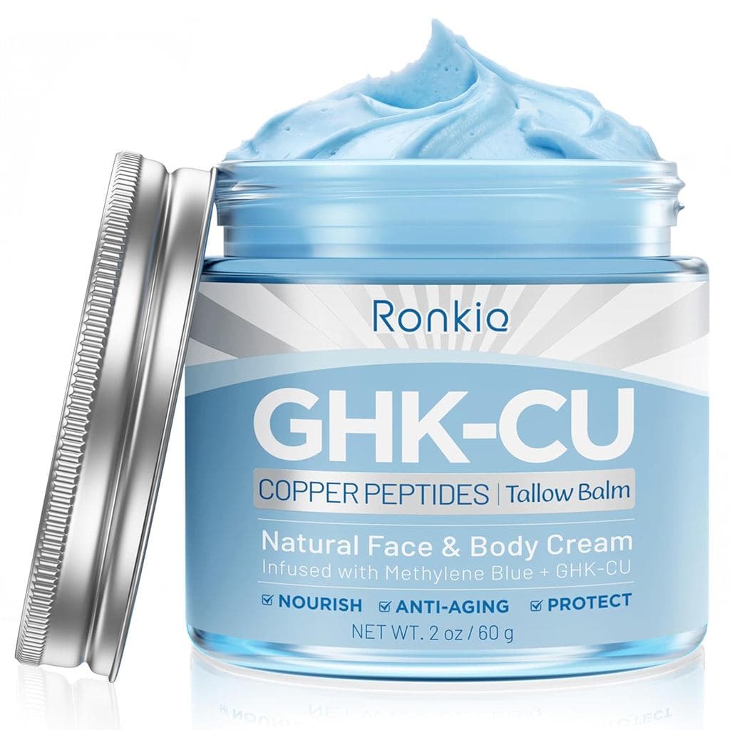 RONKIEGHK-CuPeptideforFace:BlueBeefTallowMoisturizerwithCperPeptideethyleneBlueGentleSafeforDrySensitiveMature2oz