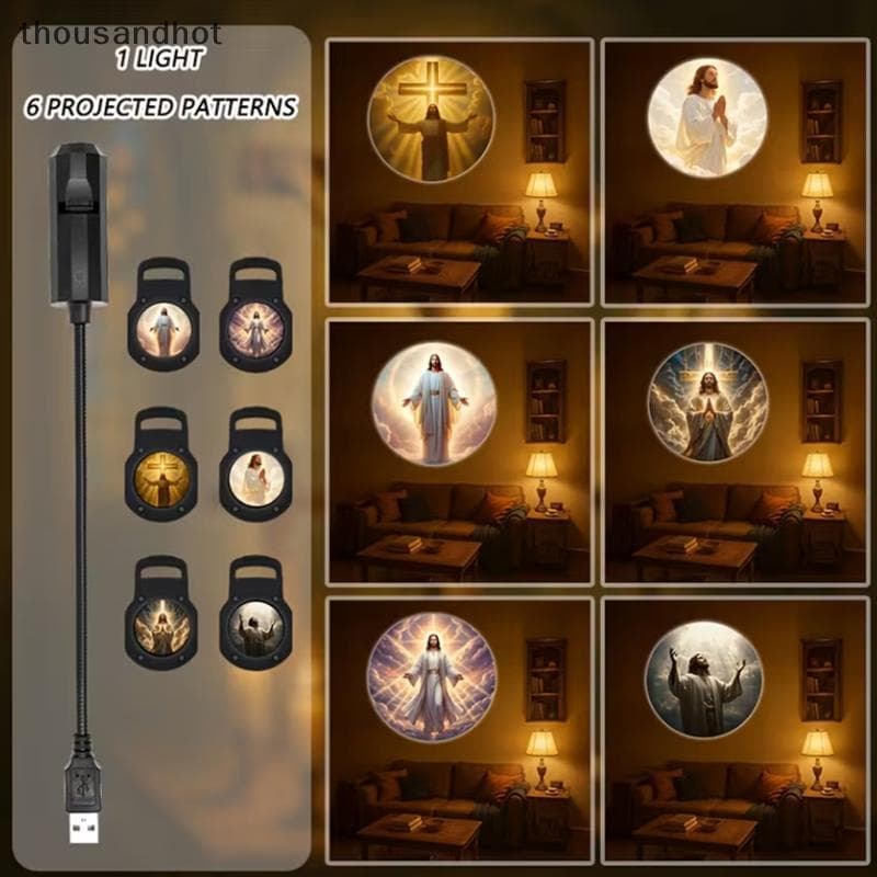 Luz De Projeção USB Com Doze Padrões De Personagens Religiosos Lâmpada De Atmosfera Portátil Para Sala
