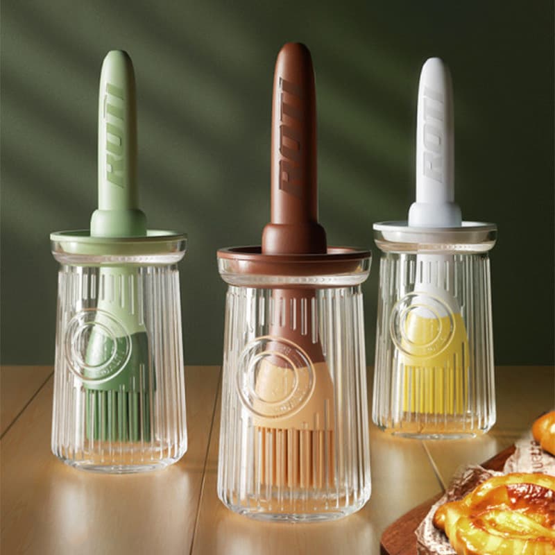 Pincel de silicone para cozinha, pincel de óleo resistente a altas temperaturas para uso doméstico, frasco de óleo e fra