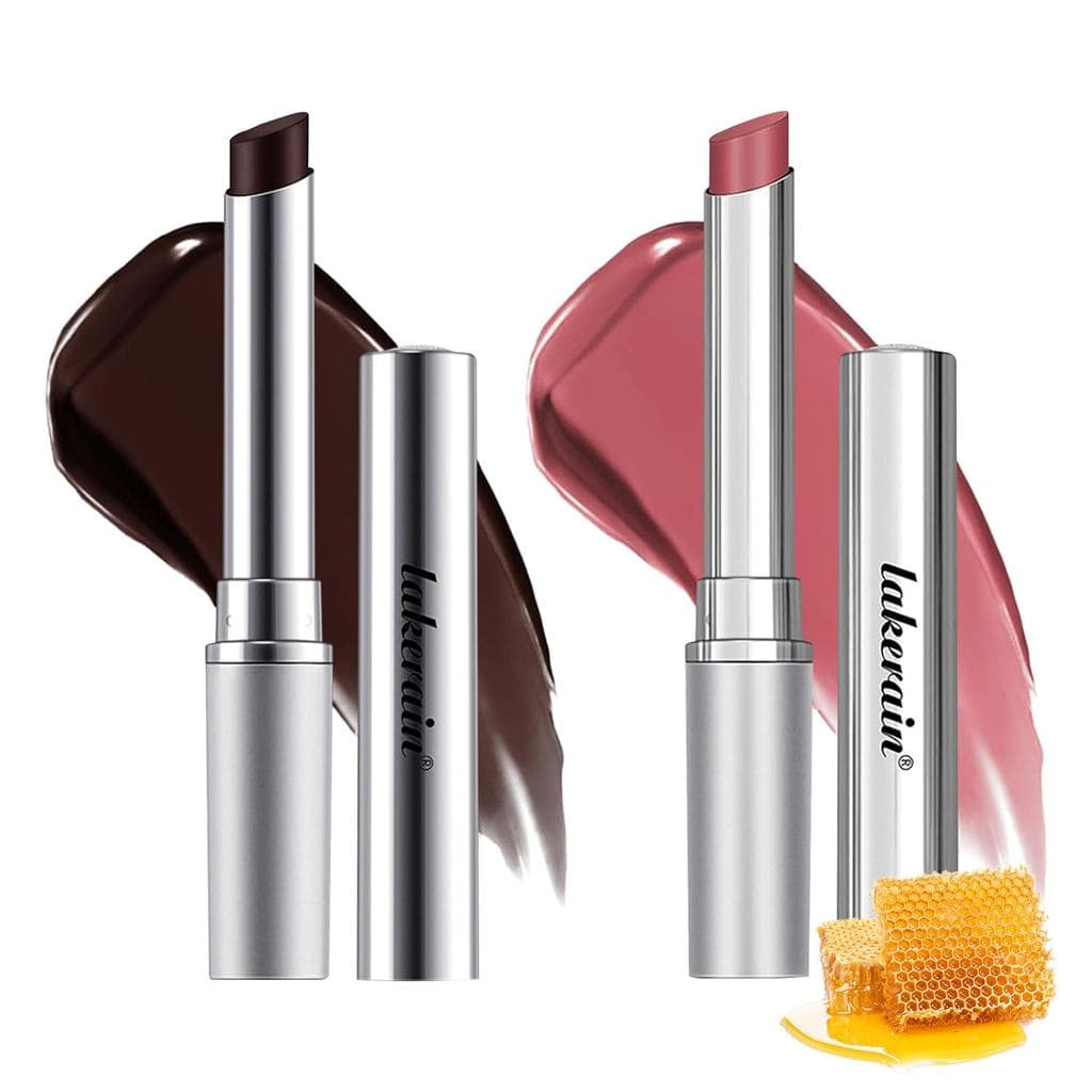 WEEMAY 2 Batons Pretos com Mel, Batom de Cereja Preta Profundamente Hidratante, Brilho Labial Nutritivo de Mel Preto, Br