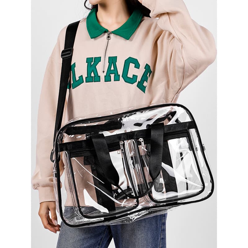 Bolsa de viagem transparente em PVC, à prova d'água, grande capacidade, natação, academia, moda, um ombro, bolsa mensage