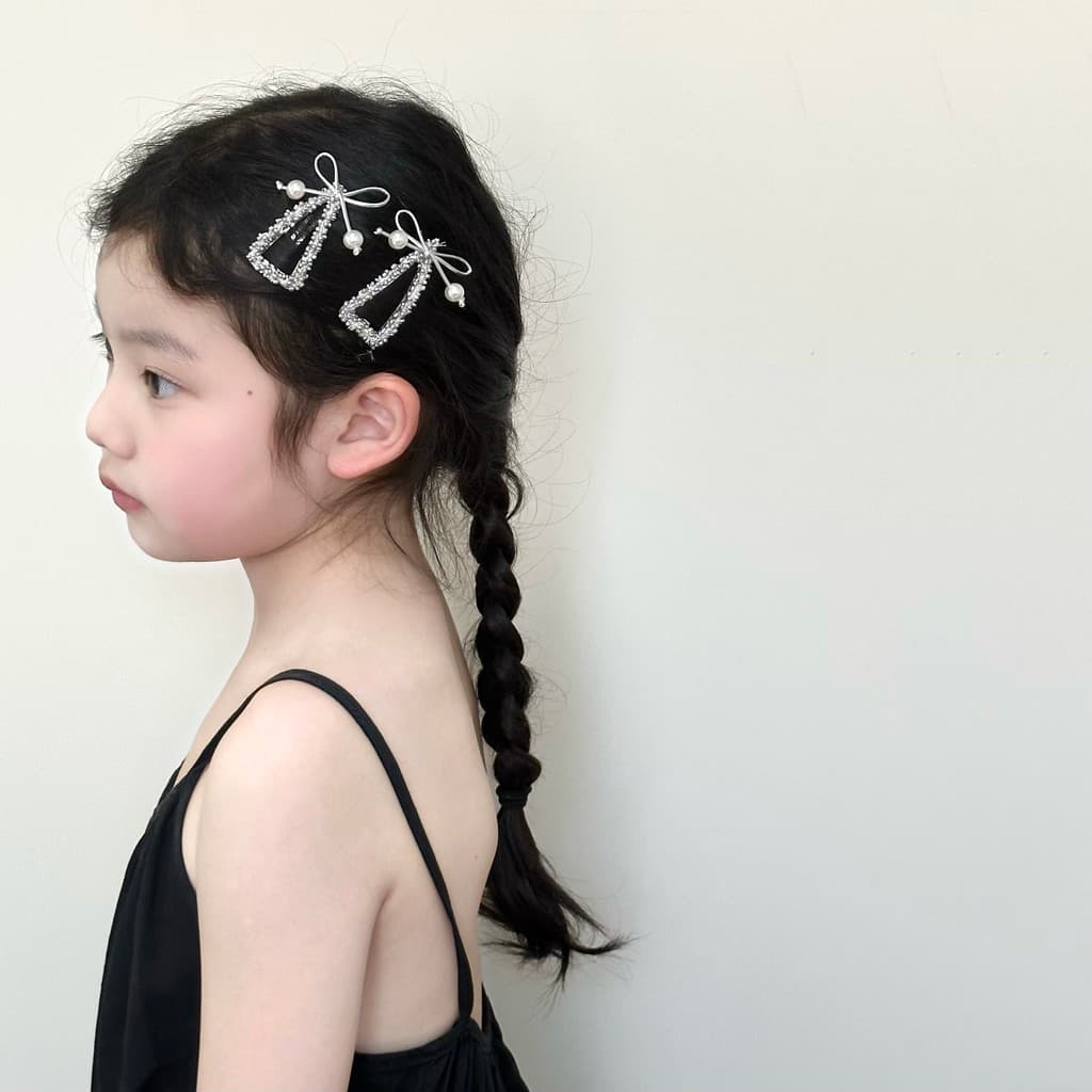 Estilo ocidental contas de prata triângulo bb clipe meninas versão coreana arco lado clipe franja clipe crianças moda gr