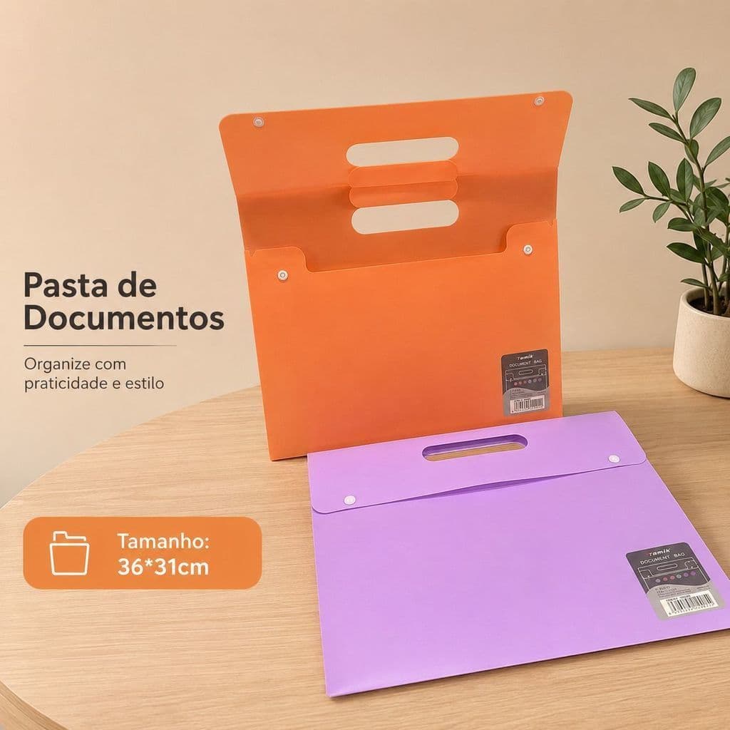 Pasta Arquivo Organizadora Grande 36x31cm Documentos Trabalhos Escolares Colorida