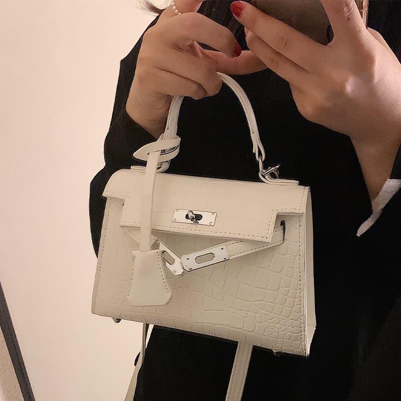 Padrão de crocodilo High-End saco feminino primavera verão 2025 novo estilo na moda portátil pequeno quadrado saco All-M