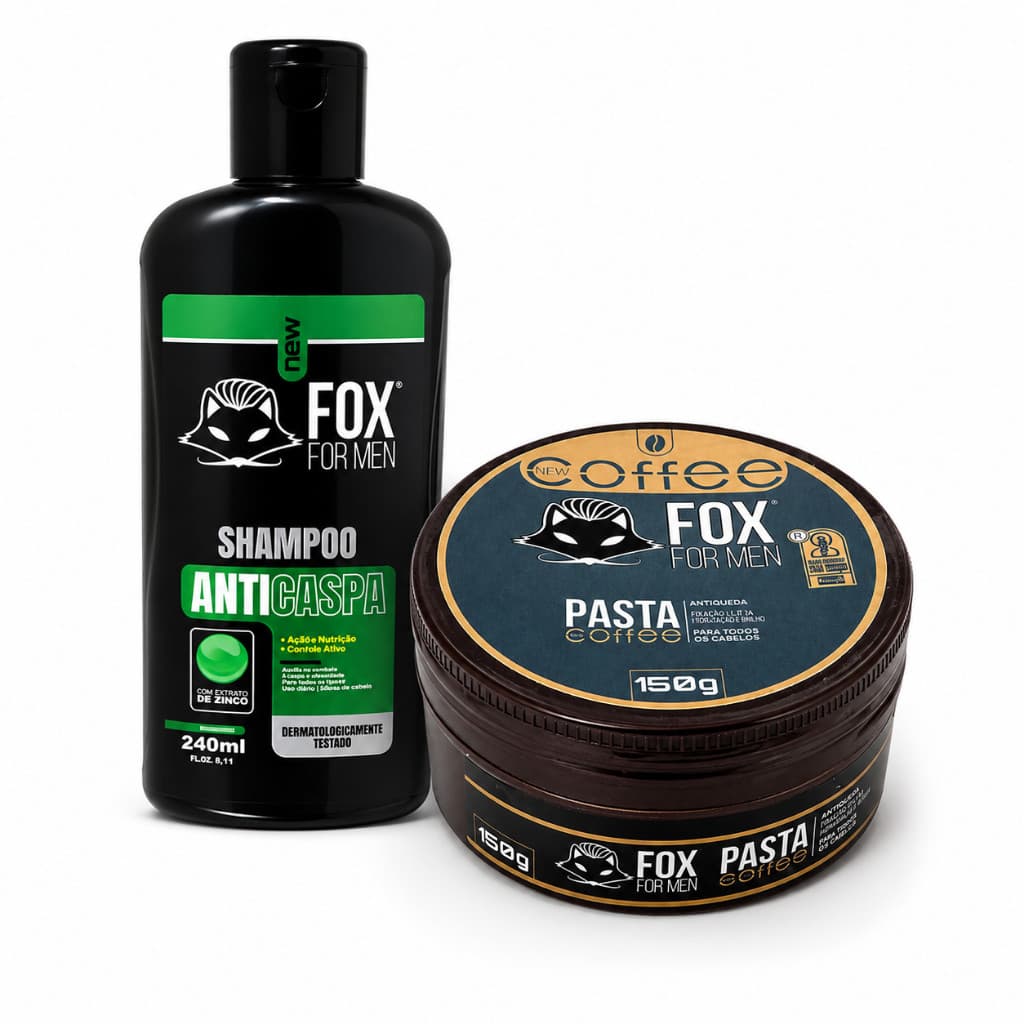 Kit Shampoo Anticaspa 240ml E Pasta Modeladora Coffee Fox For Men Controle Oleosidade Penteado Forte