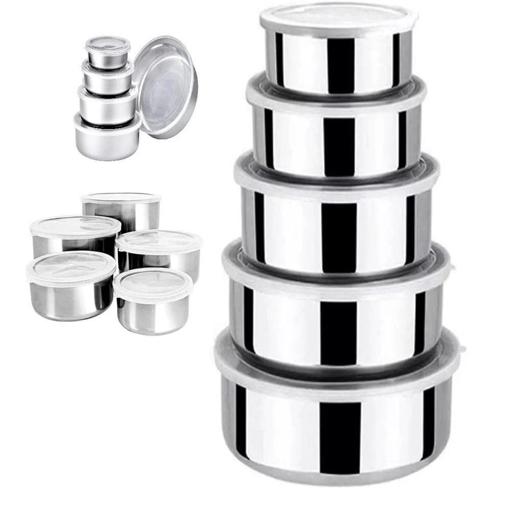 Kit 5 Potes Inox Herméticos com Tampa