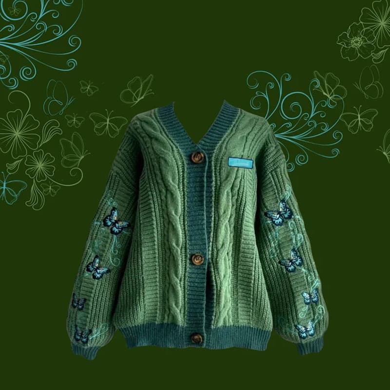 2026 Roupas femininas europeias americanas mesmo estilo outono inverno novo estilo malhas cardigã bordado elegante suéte