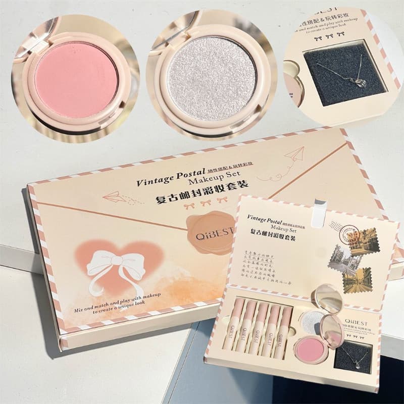 Maquiagem presente de aniversário conjunto lábio lama lábio esmalte cosméticos Blush iluminador em pó surpresa dia dos n