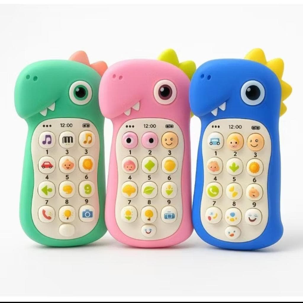 Celular Musical Infantil Dino Brinquedo Educativo Bebê Com Som E Luz Telefone Crianças Mordedor