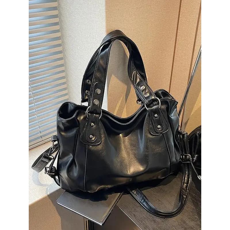 Bolsa de Ombro Feminina Elegante em Cor Sólida, Bolsa Transversal de Grande Capacidade e Estilo Moderno para Trabalho e