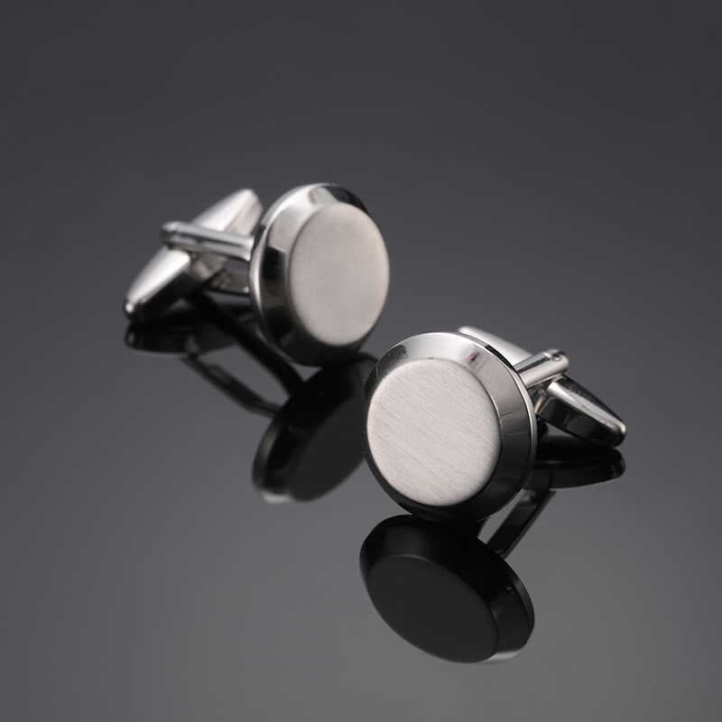 Novo estilo abotoaduras redondas masculinas prata escovada abotoaduras moda francesa abotoaduras manguito Studs moda rou