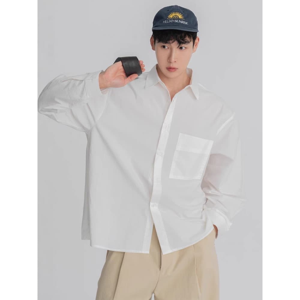Estilo coreano gelo seda Chiffon camisa branca masculina legal fino de secagem rápida solto manga comprida protetor sola