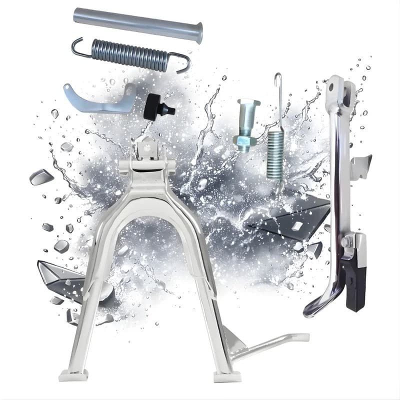 Kit Cavalete Central + Lateral Titan 150/160 Fan 150/160 Cromado Completo Cromo Forte