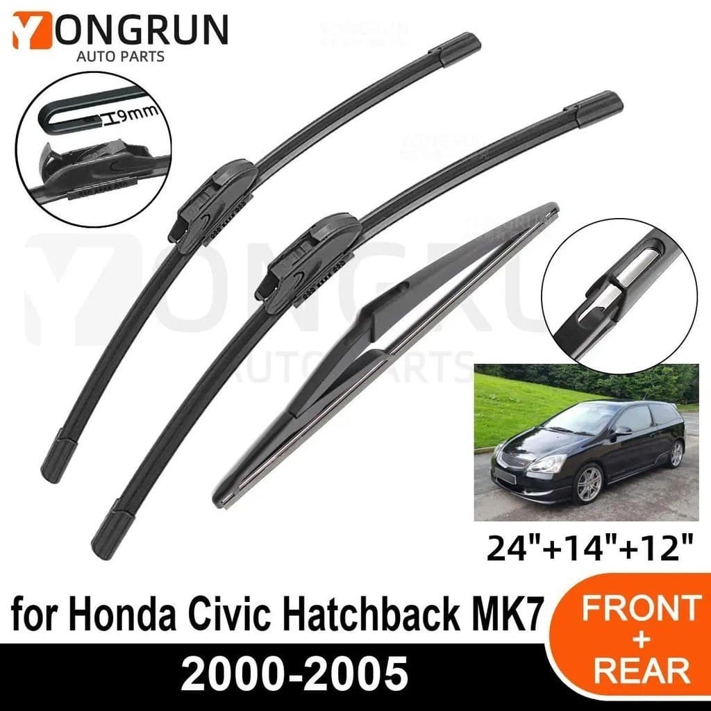 3 Pçs Limpador De Carro Para Honda Civic Hatchback MK7 2000-2005 Dianteiro Traseiro Pára-Brisas Lâmina Borracha Acessóri