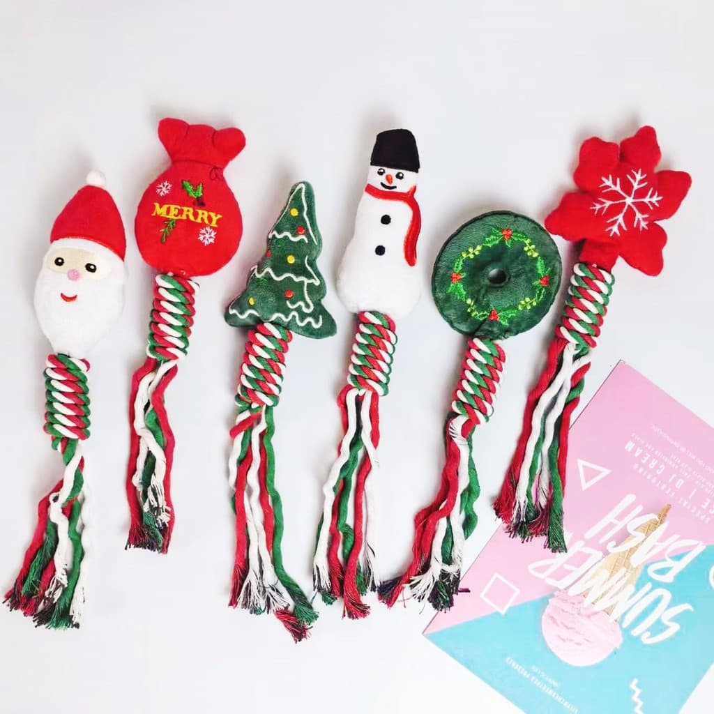 Brinquedo de Presente de Papai Noel para Animais de Estimação, Brinquedo de Mastigar para Cães, Limpeza de Dentes, Brinq