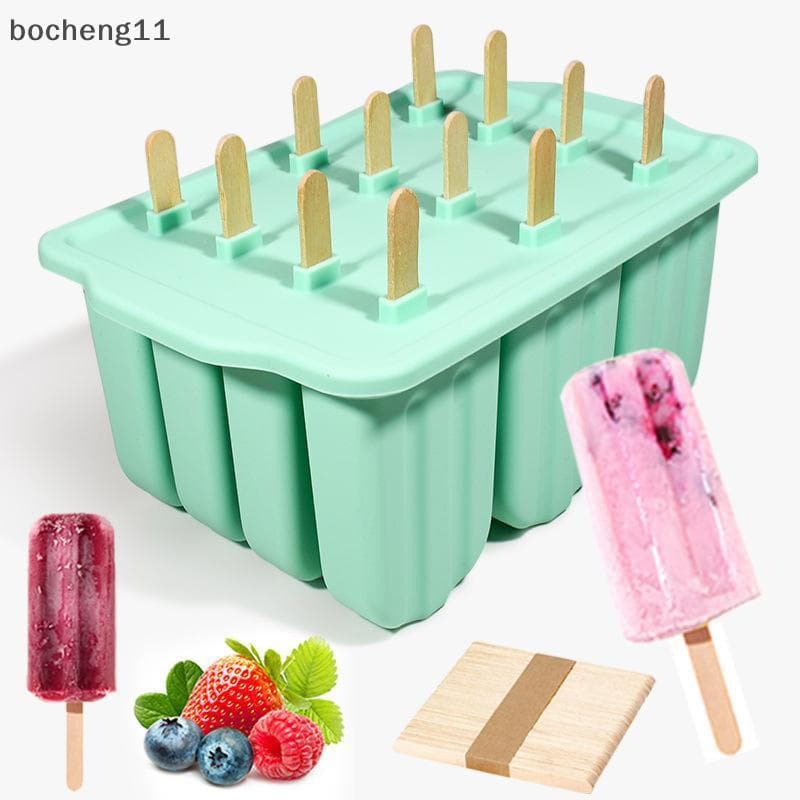 bo 12 Moldes Consecutivos Para Sorvete , Fáceis De Desmoldar , Bandejas De Picolé De Silicone Freezer , Cubo De Gelo Cas