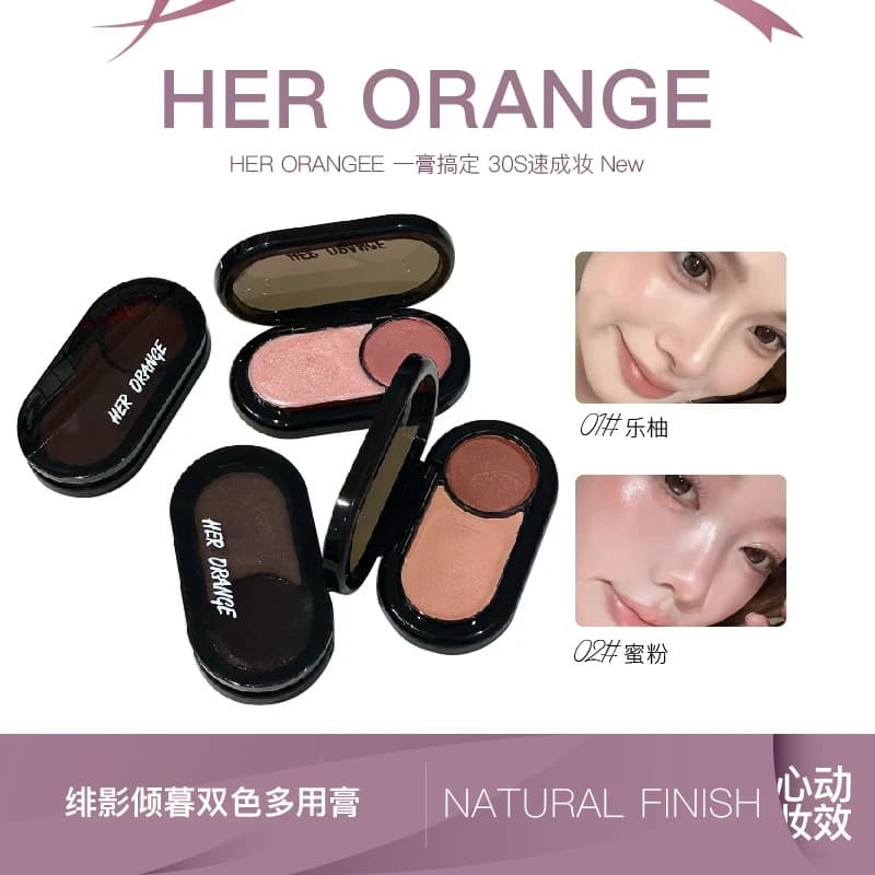 HERORANGE Novo Produto Estilo Coreano Duas Cores Creme Multiuso Natural Nu Maquiagem Perolado Fosco Alto Brilho Blush So