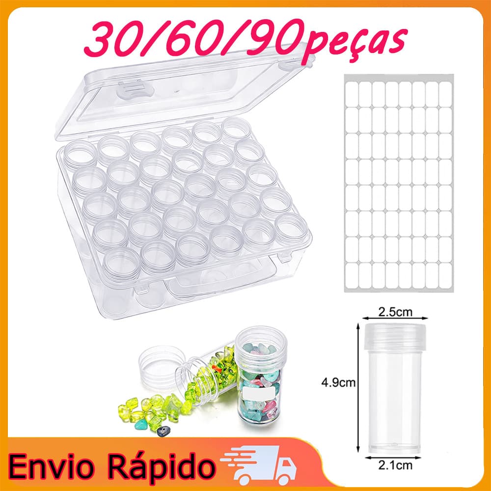 caixa organizadora para contas e strass (30 peças) para guardar strass, contas e purpurina