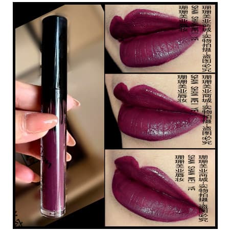 Frete grátis preto uva roxo esmalte labial exclusivo roxo escuro uva batom líquido à prova d'água copo antiaderente uva